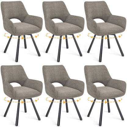 Drehbarer Esszimmerstuhl Set 6x Samt, Taupe | Modern & Komfortabel