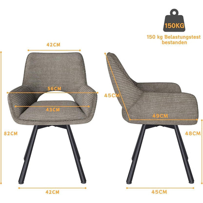 Drehbarer Esszimmerstuhl Set 6x Samt, Taupe | Modern & Komfortabel