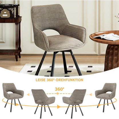 Drehbarer Esszimmerstuhl Set 6x Samt, Taupe | Modern & Komfortabel