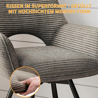 Drehbarer Esszimmerstuhl Set 6x Samt, Taupe | Modern & Komfortabel