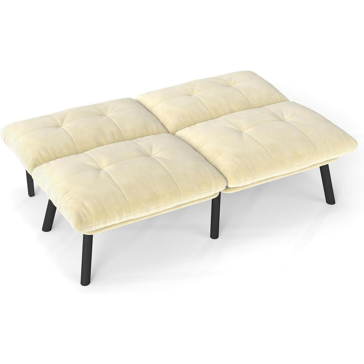 Modernes 2-Sitzer Schlafsofa mit Velvet-Bezug (Sahne)