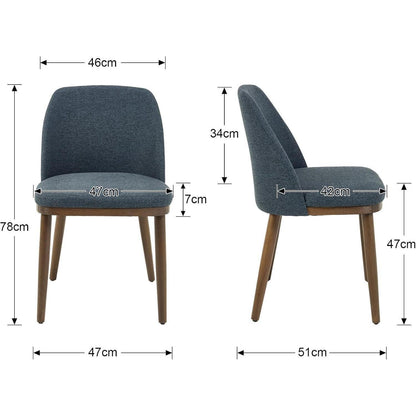 Esszimmerstühle 2er Set Blau – Polsterstuhl mit Holzbeinen