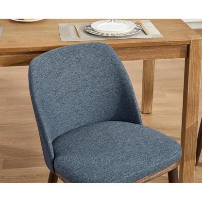 Esszimmerstühle 2er Set Blau – Polsterstuhl mit Holzbeinen