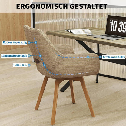 360° Drehbarer Esszimmerstuhl mit Armlehnen, Braun