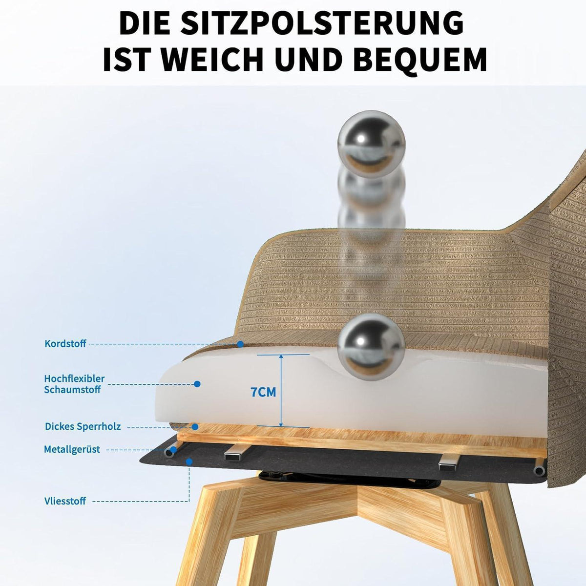 360° Drehbarer Esszimmerstuhl mit Armlehnen, Braun