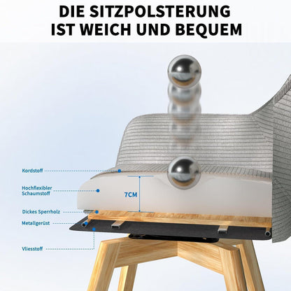 360° Drehbarer Esszimmerstuhl mit Armlehnen, Grau
