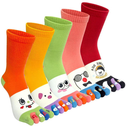 Damen Zehensocken Baumwolle Tier Cartoon 5-Finger Socken 35-40