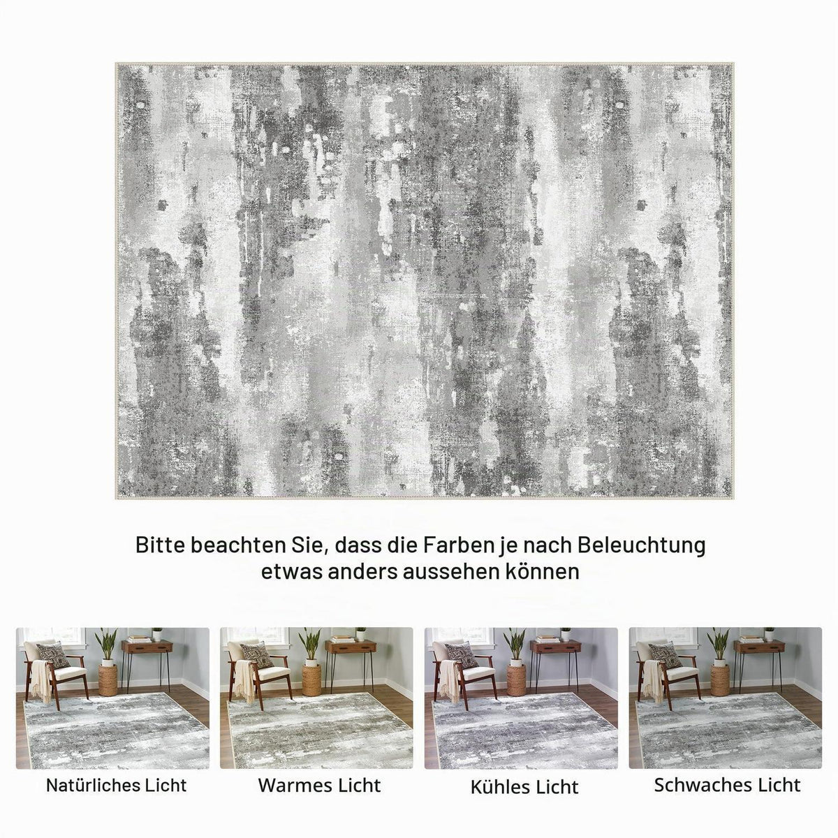 Moderner Wohnzimmerteppich Grau Farbverlauf 200x290 cm Waschbar