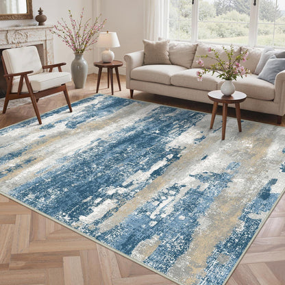 Moderner Wohnzimmerteppich Blau Farbverlauf 200x290 cm Waschbar