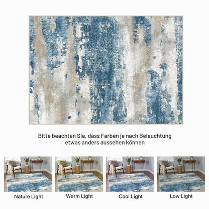 Moderner Wohnzimmerteppich Blau Farbverlauf 200x290 cm Waschbar