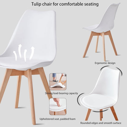 Runder Esstisch 120cm mit 6 Stühlen – Hellbraun & Weiß