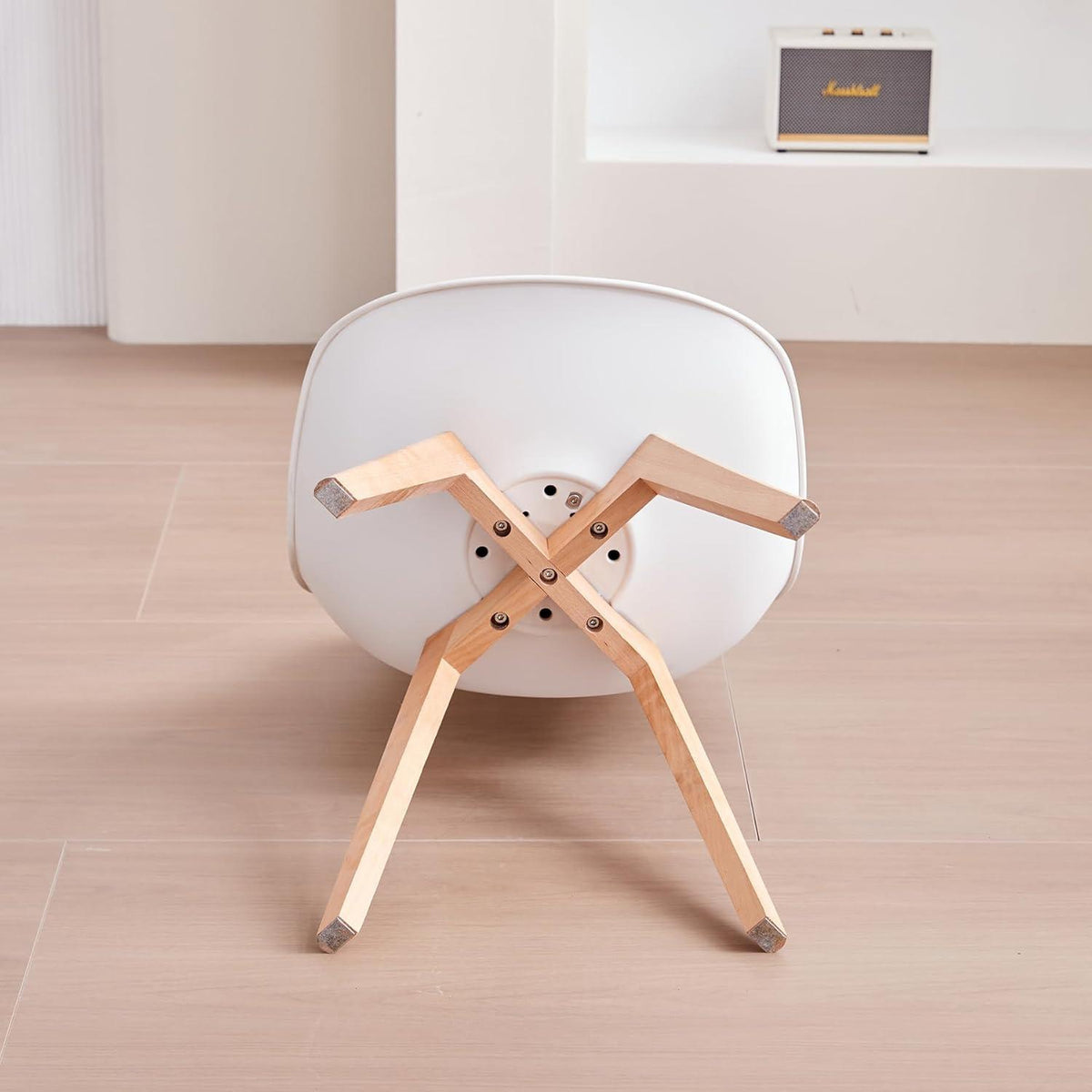 Runder Esstisch 120cm mit 6 Stühlen – Hellbraun & Weiß