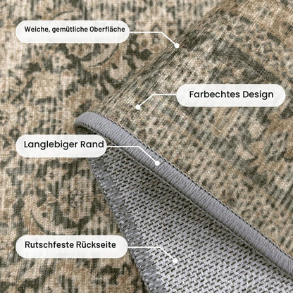 Vintage Teppich Wohnzimmer 300x400cm Hellbraun Rechteckig