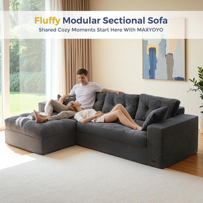 MAXYOYO Ecksofa mit Schlaffunktion & Ottomane, Grau