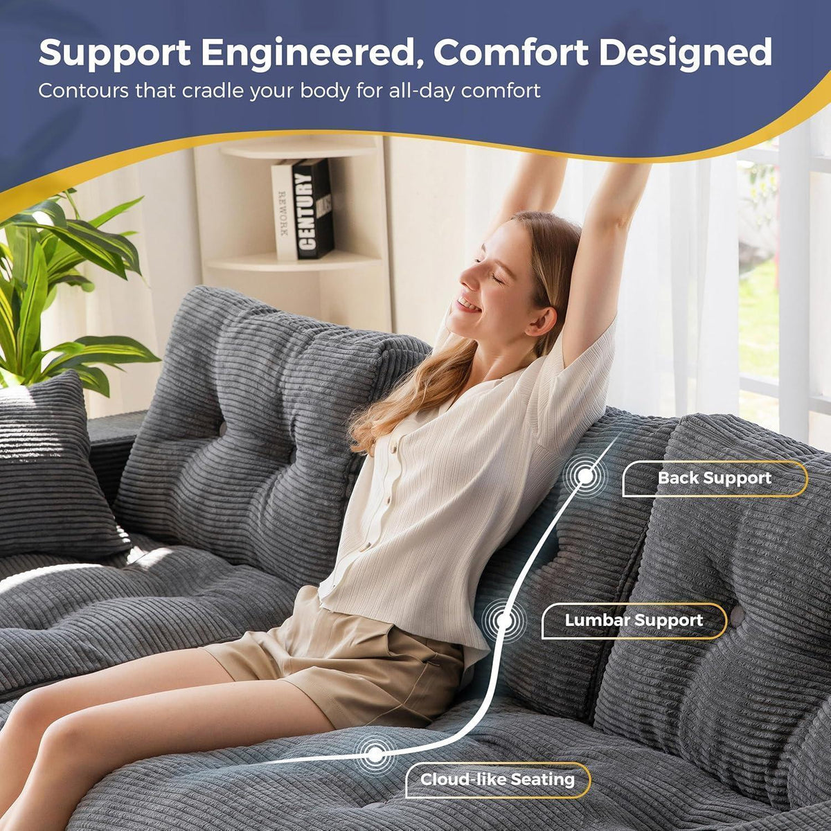 MAXYOYO Ecksofa mit Schlaffunktion & Ottomane, Grau