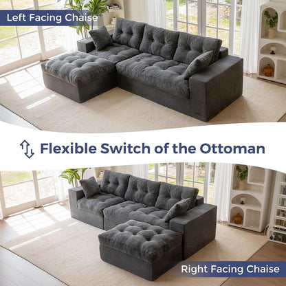 MAXYOYO Ecksofa mit Schlaffunktion & Ottomane, Grau