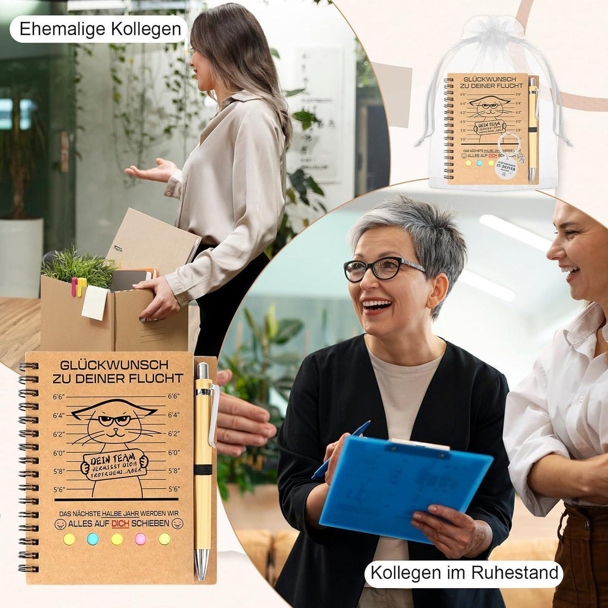 Abschiedsgeschenk Kollegen 4-teilig – Notizbuch & Co.