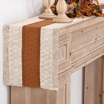 Boho Makramee Tischläufer Braun 30x180 cm – Küchentisch Deko