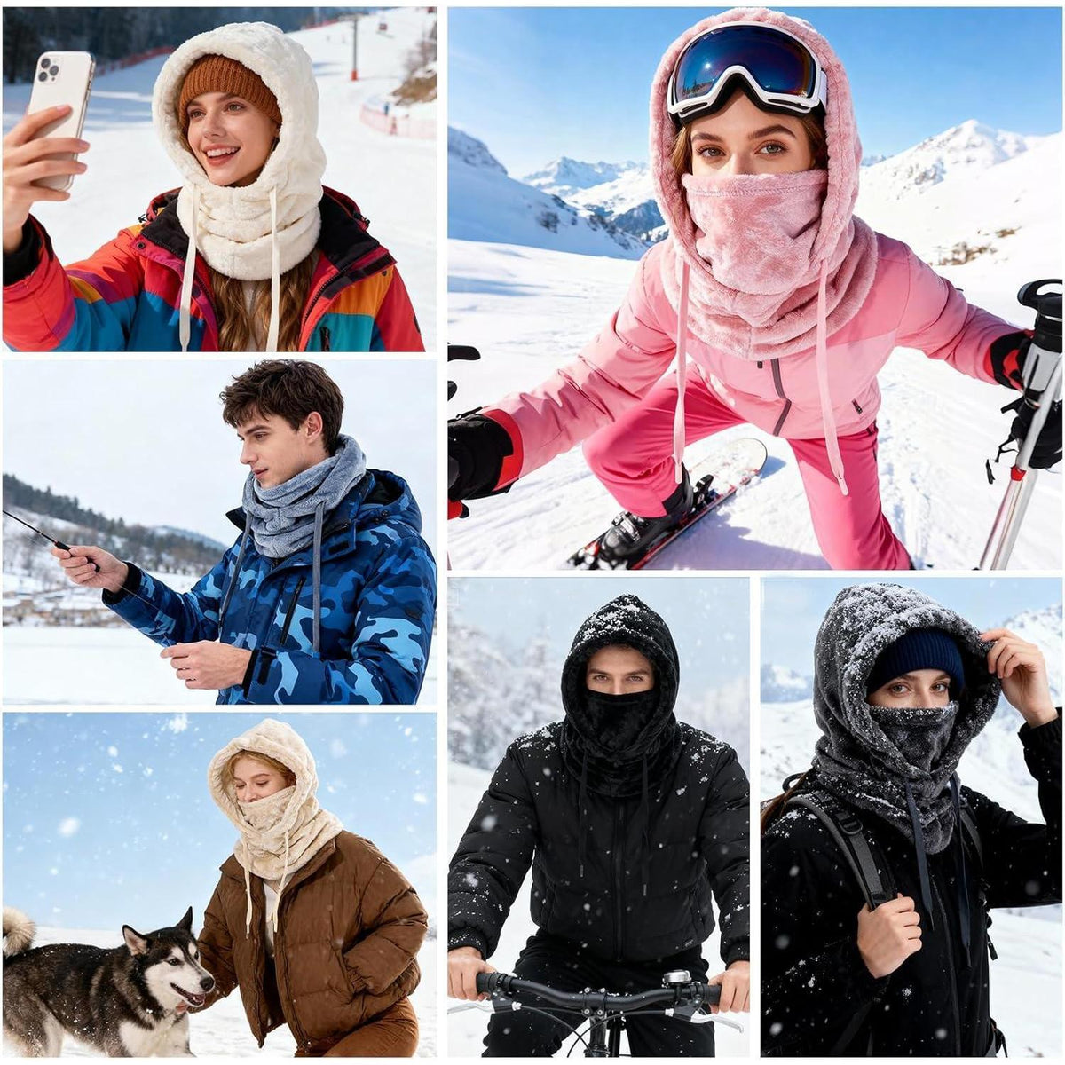 Sturmhaube Winter Mütze Fleece, Winddicht & Warm für Herren Damen