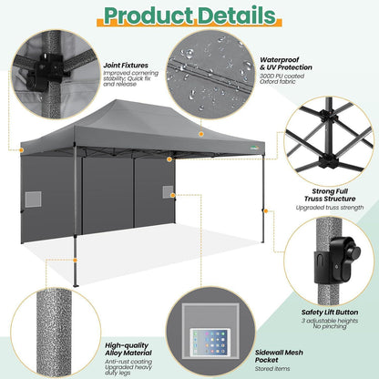 Faltpavillon 3x4,5m – Wasserdicht, Stabil & Mit Seitenteilen