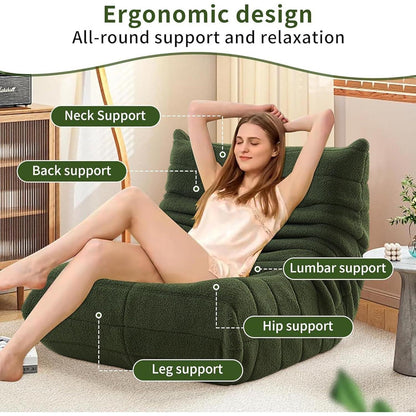 Bequemer Ecksitzsack – Lazy Sofa Grün für Wohnzimmer