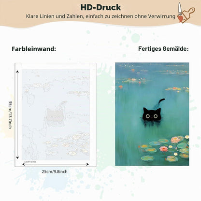 Malen nach Zahlen Katze See mit Rahmen – DIY Set Erwachsene
