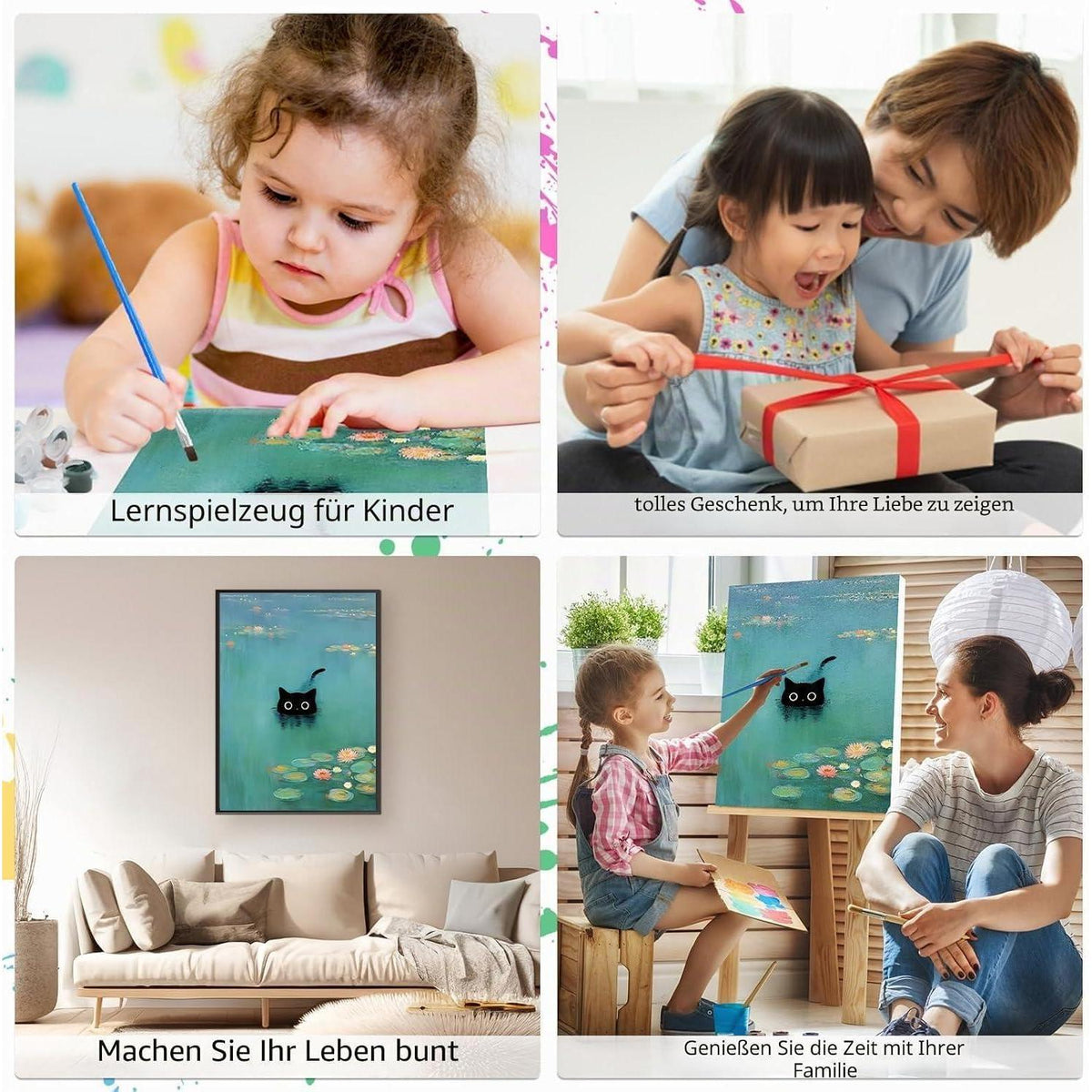 Malen nach Zahlen Katze See mit Rahmen – DIY Set Erwachsene
