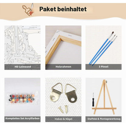 Malen nach Zahlen Katze See mit Rahmen – DIY Set Erwachsene