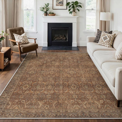 Großer Wohnzimmerteppich 200x290 cm – Rotbraun, Waschbar