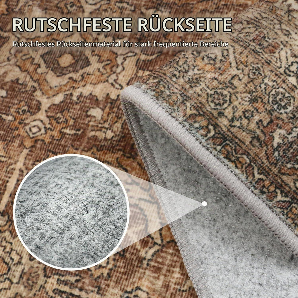 Großer Wohnzimmerteppich 200x290 cm – Rotbraun, Waschbar