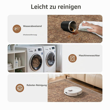 Großer Wohnzimmerteppich 200x290 cm – Rotbraun, Waschbar