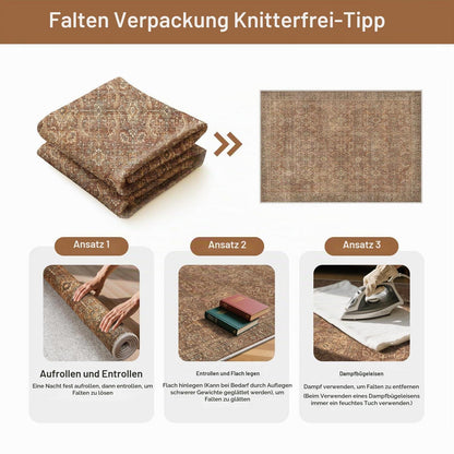 Großer Wohnzimmerteppich 200x290 cm – Rotbraun, Waschbar