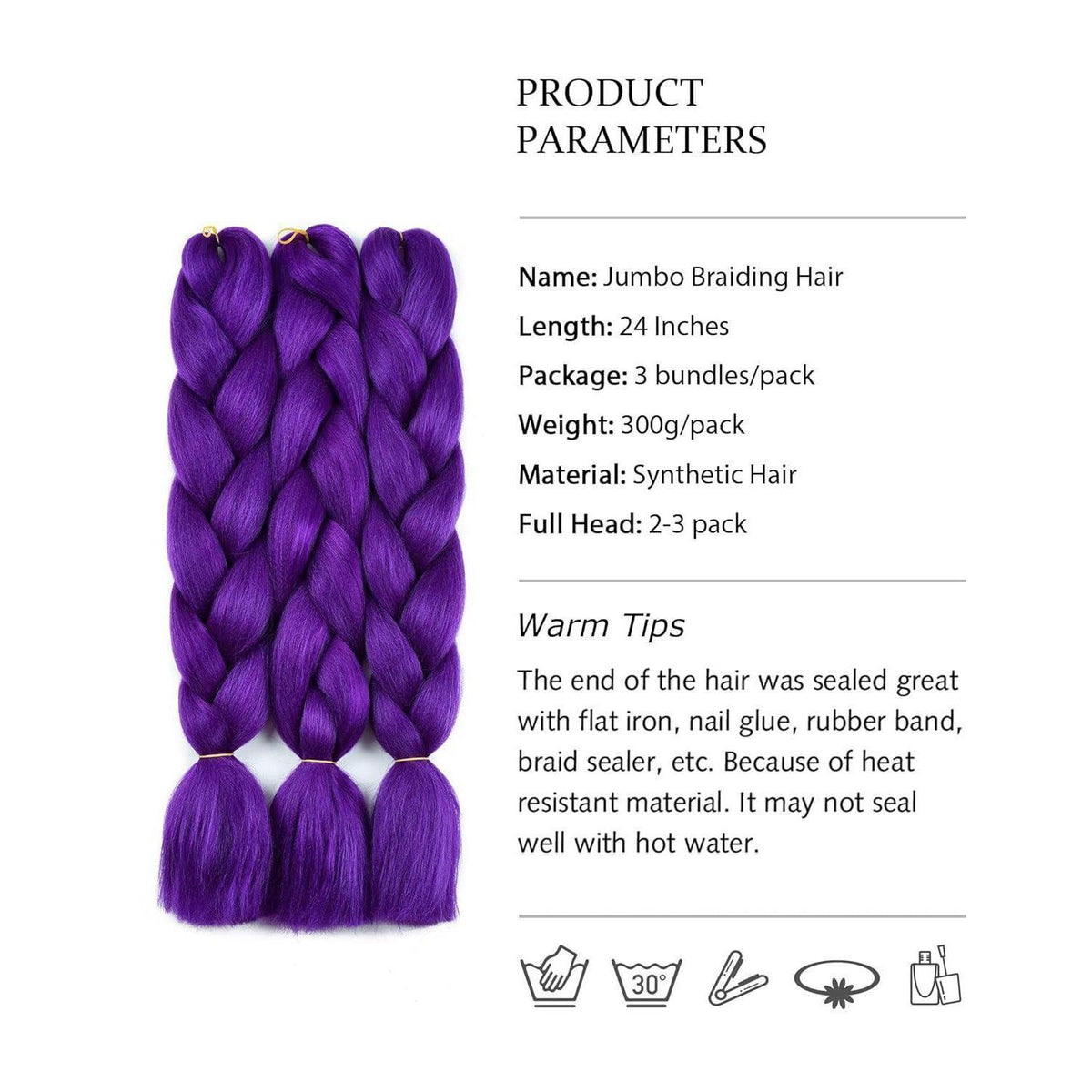 Lila Kunsthaar zum Einflechten – 24 Zoll Jumbo Braids