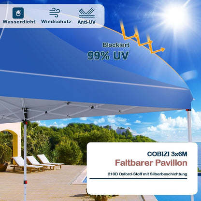 Faltpavillon 3x6m wasserdicht mit Seitenteilen – Partyzelt für Garten