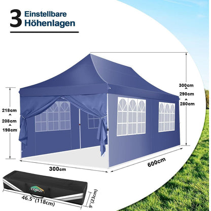 Faltpavillon 3x6m wasserdicht mit Seitenteilen