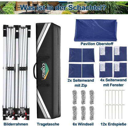 Faltpavillon 3x6m wasserdicht mit Seitenteilen