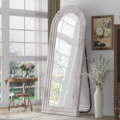 Großer Ganzkörperspiegel Bogen | Rustikales Weiß, 165x56cm