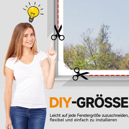 Fliegengitter Fenster DIY 120x130cm – Insektenschutz Magnetstreifen