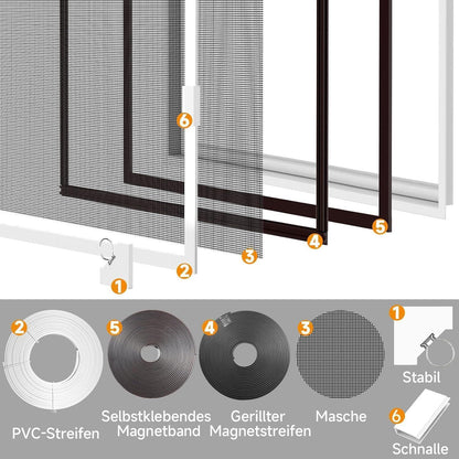 Fliegengitter Fenster DIY 120x130cm – Insektenschutz Magnetstreifen