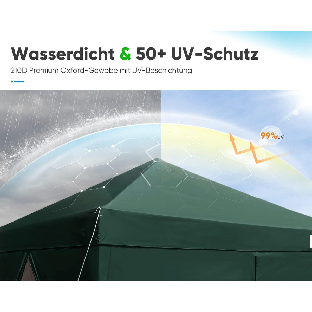 3x3m Faltpavillon wasserdicht mit Seitenwänden & Zubehör