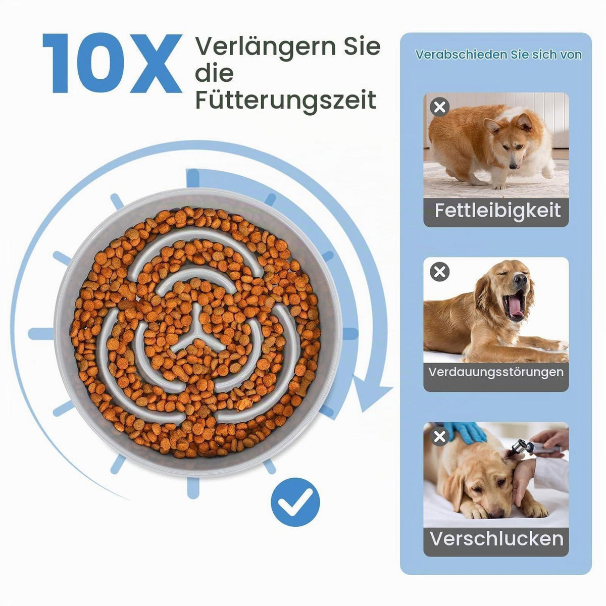 Antischlingnapf Keramik grau – Slow Feeder für Hunde