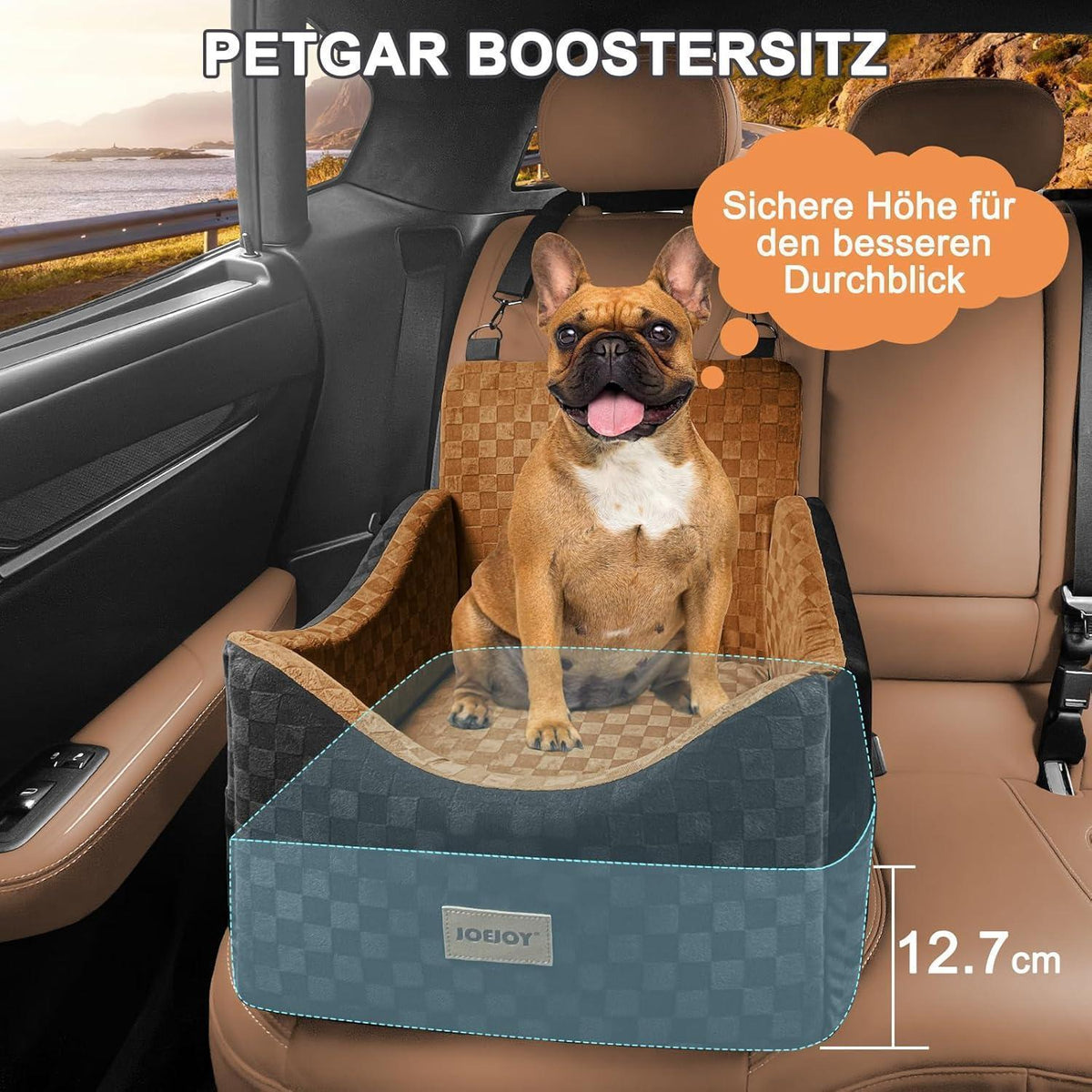 Hunde Autositz mit Memory-Schaum & Stauraum – Braun