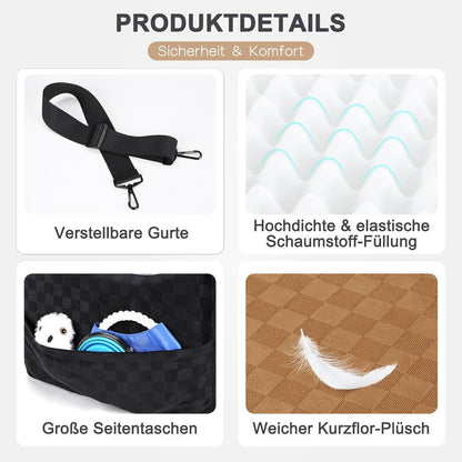 Hunde Autositz mit Memory-Schaum & Stauraum – Braun