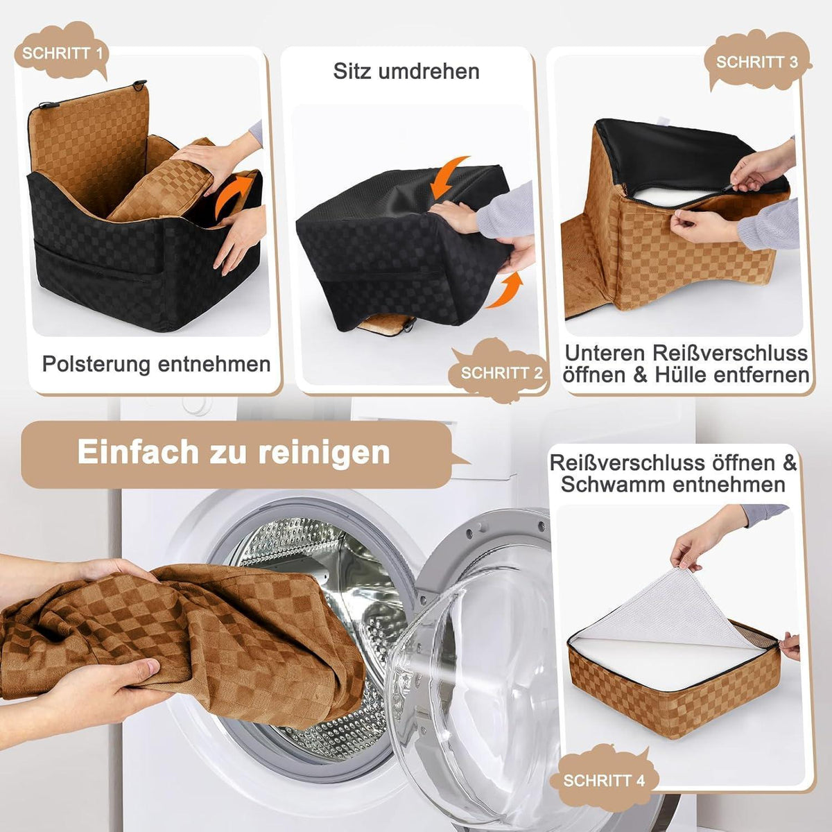 Hunde Autositz mit Memory-Schaum & Stauraum – Braun