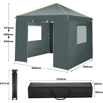 3x3 Pavillon Wasserdicht mit Seitenteilen – Garten & Camping