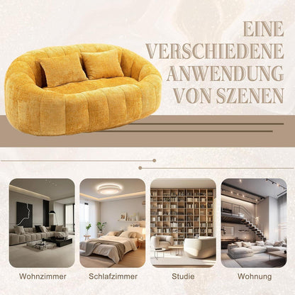 Zweisitzer Boneless Couch mit Memory Schaum – Gelb