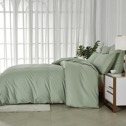 3-teiliges Bettwäsche-Set 200x220 cm, Grün-Salbeigrün Baumwolle