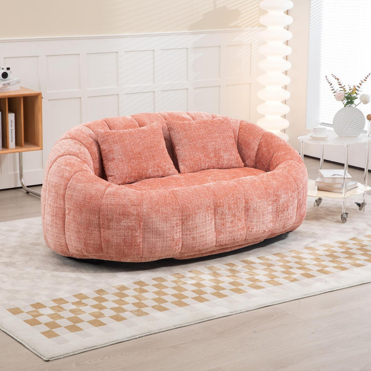 Zweisitzer Boneless Couch mit Memory Schaum – Rosa Chenille