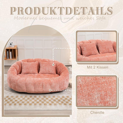 Zweisitzer Boneless Couch mit Memory Schaum – Rosa Chenille
