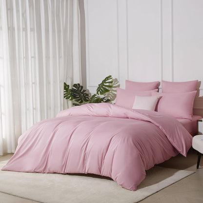 Bettwäsche-Set 135x200 Baumwolle Rosa – 4-teilig, Uni